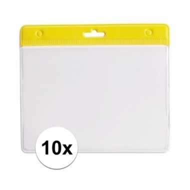 10 badgehouders voor aan een keycord geel 11 2 x 58 cm