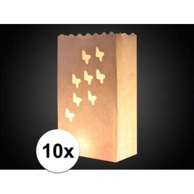 10x candle bag vlinder print 26 cm