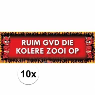 10x sticky devil stickers tekst ruim gvd die kolere zooi op