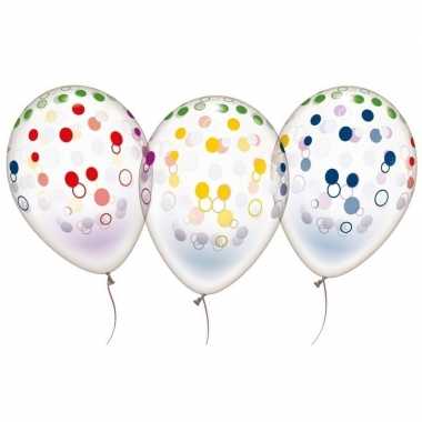 10x transparante ballonnen gekleurd stippen