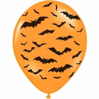 12x halloween decoratie ballon matoranje met zwarte vleermuisprint 30