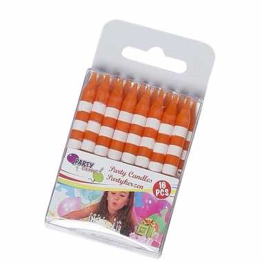 16 feestkaarsjes oranje/wit