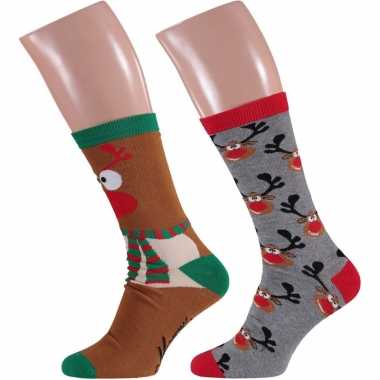 2 paar kerst sokken met rendieren voor heren