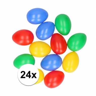 24x plastic paaseieren in leuke kleuren