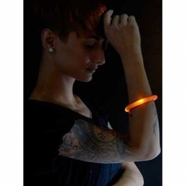 2x feest/party oranje armbanden met led lampjes voor dames/heren/volw