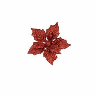 2x rode decoratie bloem 12 cm op clip