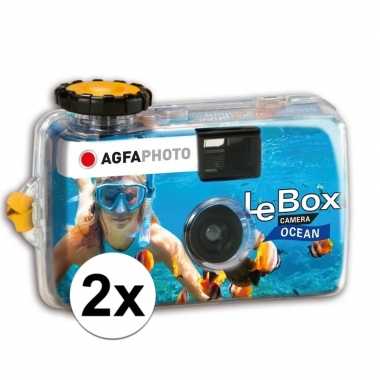 2x wergwerpcameras/fototoestellen waterdicht 27 kleurenfotos
