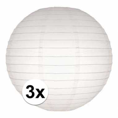 3x bol lampionnen in het wit 25 cm