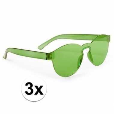 3x groene partybril voor volwassenen