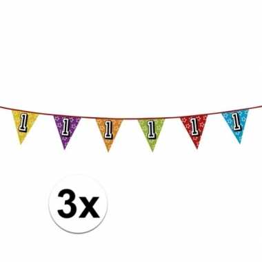 3x vlaggetjes 1 jaar feestje
