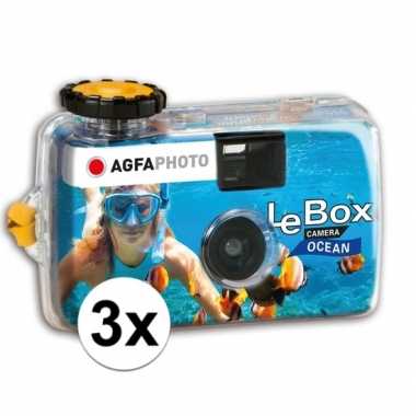 3x wergwerpcameras/fototoestellen waterdicht 27 kleurenfotos