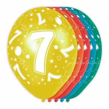 5x verjaardag 7 jaar heliumballonnen 30 cm