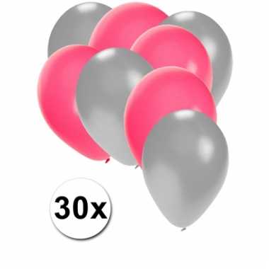 Ballonnen zilver en roze 30x