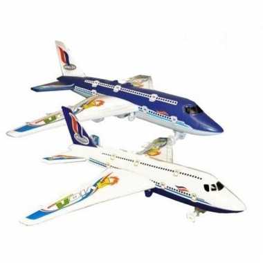 Blauw speelgoed vliegtuigen 38 cm
