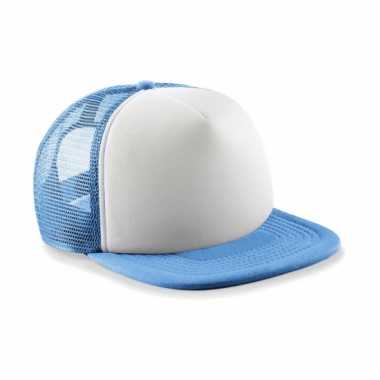 Blauw/witte vintage baseball cap voor kinderen