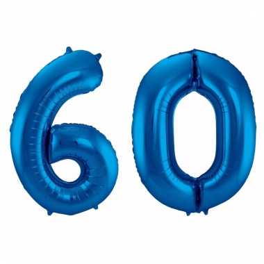 Blauwe folie ballonnen 60 jaar