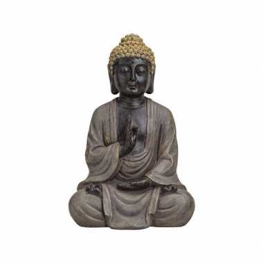 Boeddha beeld bruin/goud van polystone 40 cm