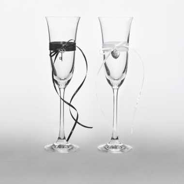Bruidspaar champagneglazen 2 stuks