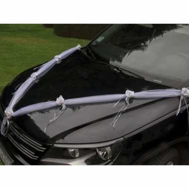 Bruiloft auto versiering organza wit