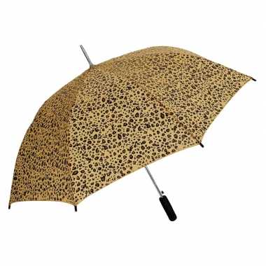 Bruin/zwarte luipaardprint paraplu 80 cm