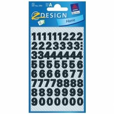 Cijfer stickers zwart 6 vel 9 mm