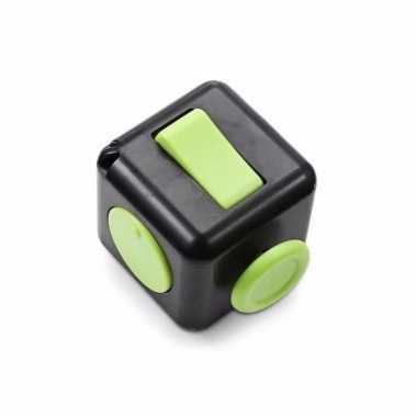 Concentratie fidget cube zwart/groen