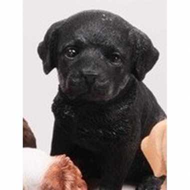 Decoratie beeld labrador puppy honden zwart 15 cm