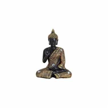 Decoratie boeddha beeld zwart goud 11 cm