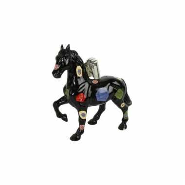 Decoratie paard spaarpot zwart