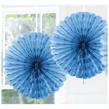 Decoratie waaiers blauw 45 cm