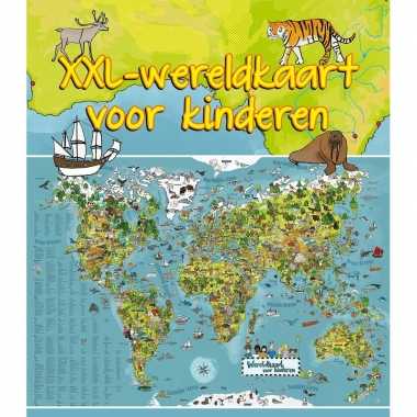 Dieren leren wereldkaart voor kinderen 140 x 95 cm