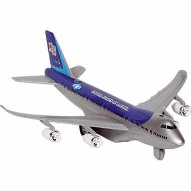 Donkerblauw model vliegtuig met licht en geluid