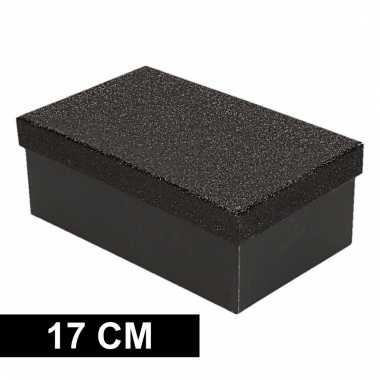 Etalage versiering zwarte cadeauverpakking doosje 17 cm