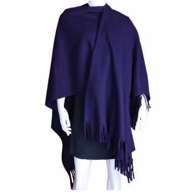 Fleece poncho donker paars