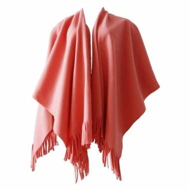 Fleece poncho perzik