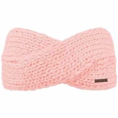 Gebreidde hoofdband roze voor meisjes