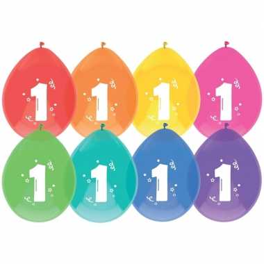 Gekleurde 1 jaar ballonnen 16 stuks