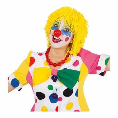 Gele clownspruik met touwtjes
