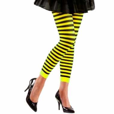 Gestreept dames legging geel/zwart