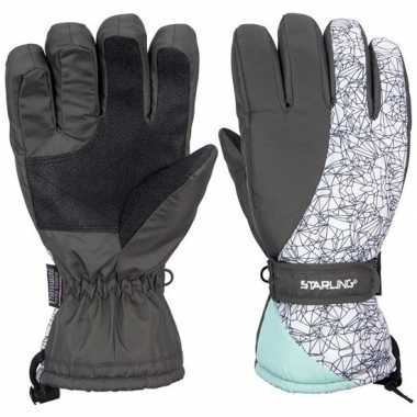 Grijs/wit/mintgroene starling noel ski handschoenen taslan voor jonge