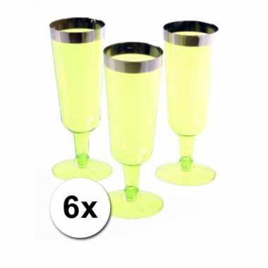 Groene champagne flutes 6 stuks