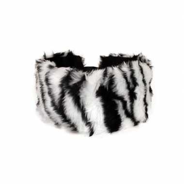 Haarband met pluche zebra dieren print voor dames