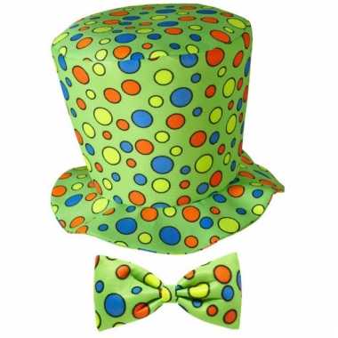 Hoge clowns hoed met stippen