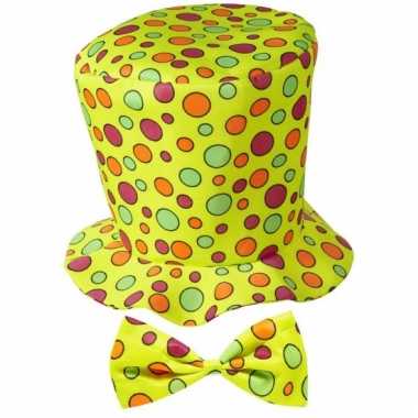 Hoge clownshoed met stippen