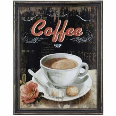 Houten vintage schilderij koffie