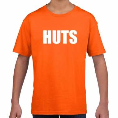 Huts tekst t-shirt oranje kids