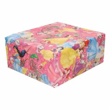 Inpakpapier/cadeaupapier disney princess 200 x 70 cm roze