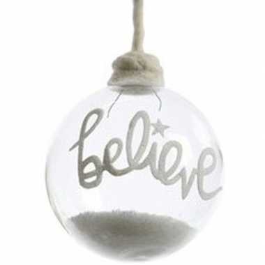 Kerstboomhanger/kersthanger doorzichtige kerstbal 10 cm believe van g