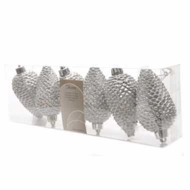Kerstboomversiering dennenappels zilver