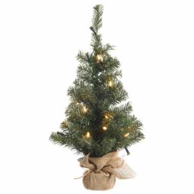 Kerstmis nep dennenboompje 75 cm met 35 lampjes warm wit